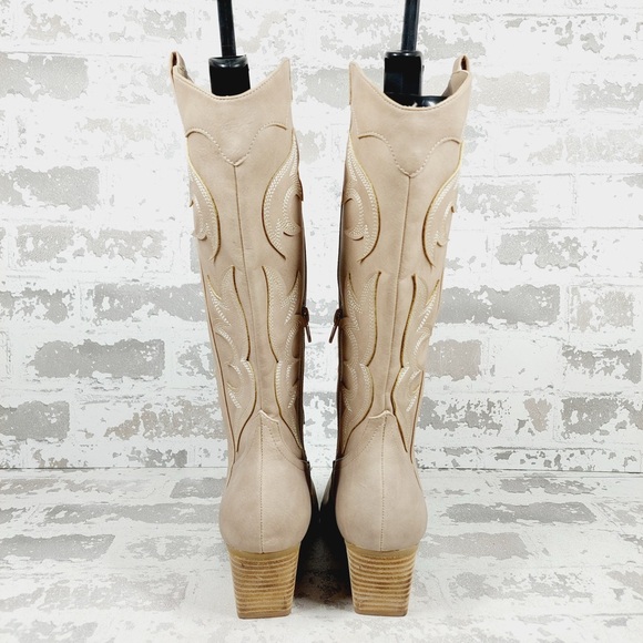 NEW Dolce Vita Karda Tan Western Stitch Block Heel Pointed Toe Tall Boots K393 - Picture 5 of 12